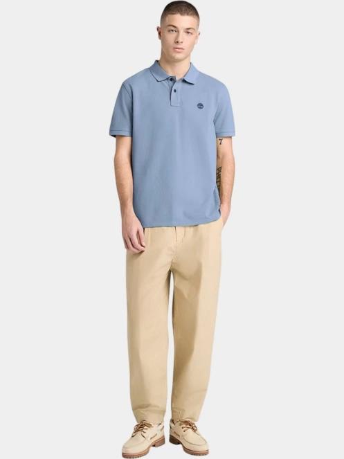 Timberland Pique Short Sleeve Polo férfi galléros póló világoskék színben 4