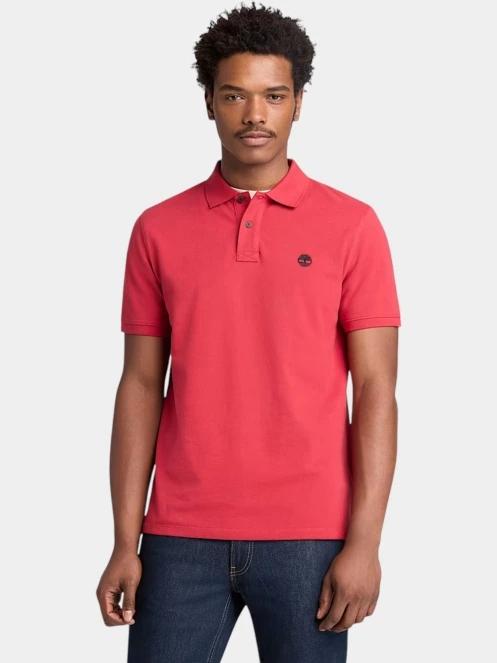 Timberland Pique Short Sleeve Polo férfi galléros póló piros színben 2