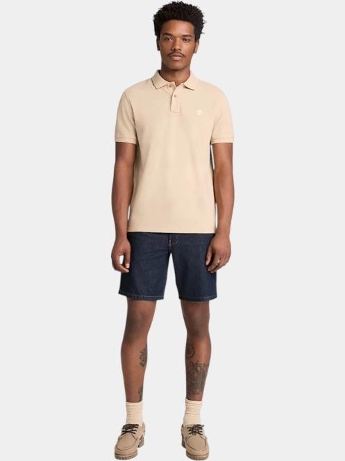 Timberland Pique Short Sleeve Polo férfi galléros póló homok színben 4