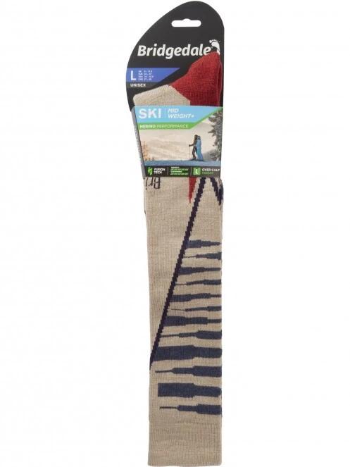 Bridgedale Midweight + Merino Endurance Over Calf férfi sízokni homok színben 5