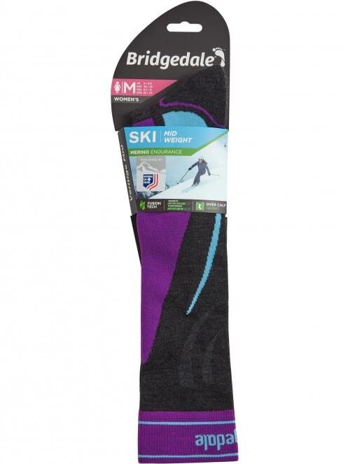 Bridgedale Midweight Merino Endurance Over Calf női sízokni lila színben 5