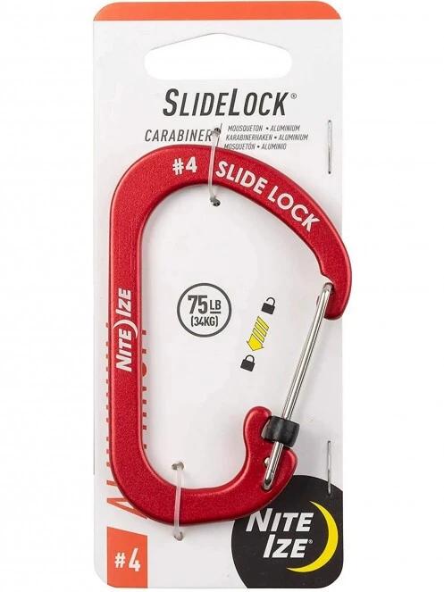 Niteize SlideLock® reteszelhető alumínium karabiner #4 - Piros karabiner piros színben 3