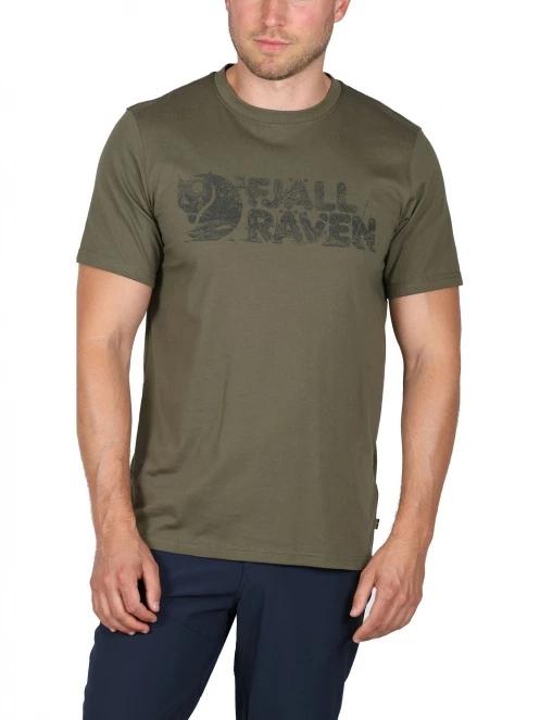Fjallraven Lush Logo T-shirt M férfi rövid ujjú póló oliva színben 2