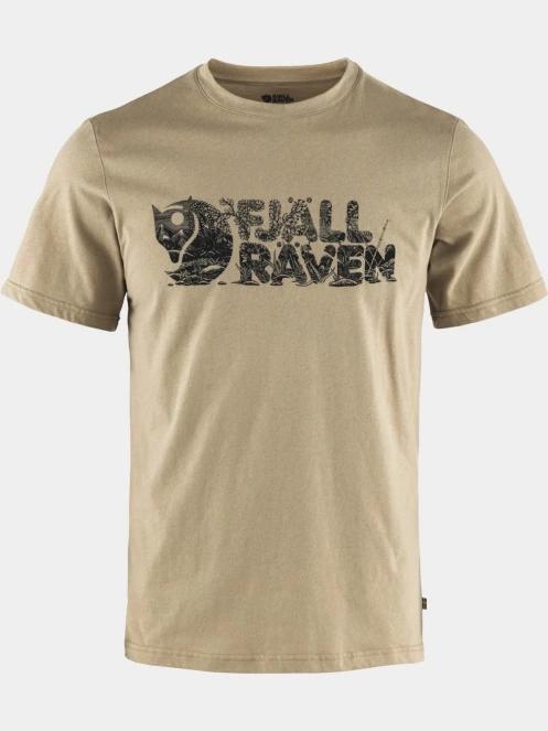 Fjallraven Lush Logo T-shirt M férfi rövid ujjú póló homok színben 2