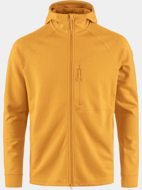 Fjallraven Abisko Grid Fleece Hoodie M férfi kapucnis pulóver sárga színben 2