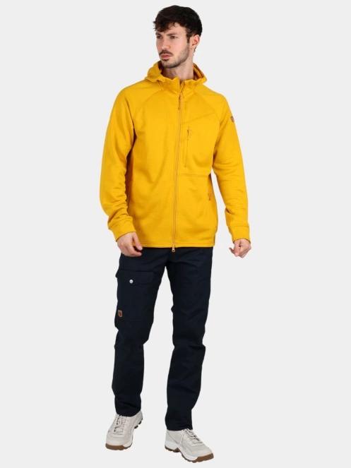 Fjallraven Abisko Grid Fleece Hoodie M férfi kapucnis pulóver sárga színben 5