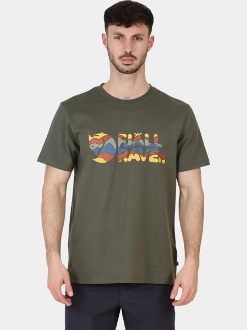 Fjallraven Multicolor Logo T-shirt M férfi rövid ujjú póló oliva színben 2