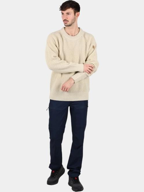 Fjallraven Övik Waffle Knit M férfi kötött pulóver homok színben 5