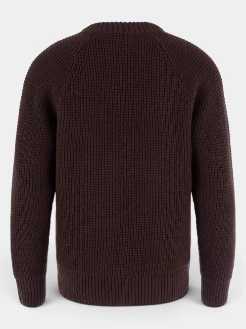 Fjallraven Övik Waffle Knit M férfi kötött pulóver barna színben 3