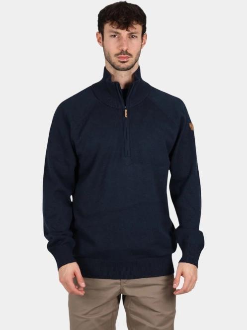 Fjallraven Övik Lite Half Zip M férfi kötött pulóver sötétkék színben 2