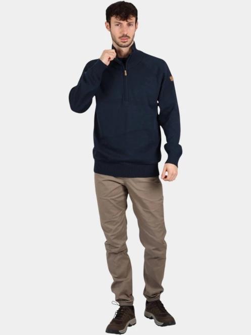 Fjallraven Övik Lite Half Zip M férfi kötött pulóver sötétkék színben 5