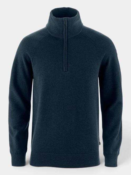 Fjallraven Övik Lite Half Zip M férfi kötött pulóver sötétkék színben 6