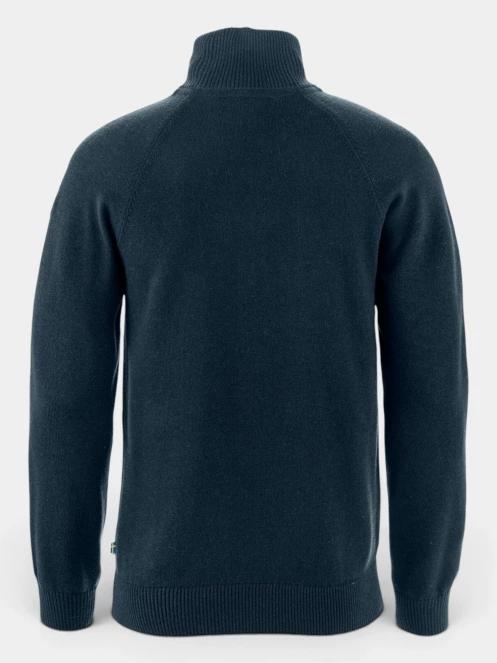Fjallraven Övik Lite Half Zip M férfi kötött pulóver sötétkék színben 7