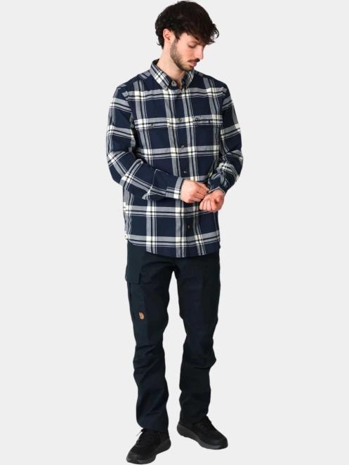 Fjallraven Övik Lite Flannel Shirt M férfi hosszú ujjú ing sötétkék színben 5