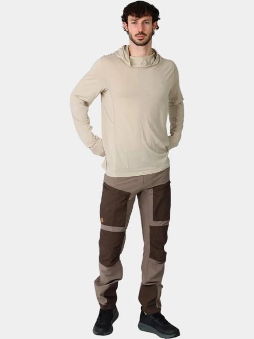 Fjallraven Abisko Wool Hoodie M férfi hosszú ujjú sport póló barna színben 5