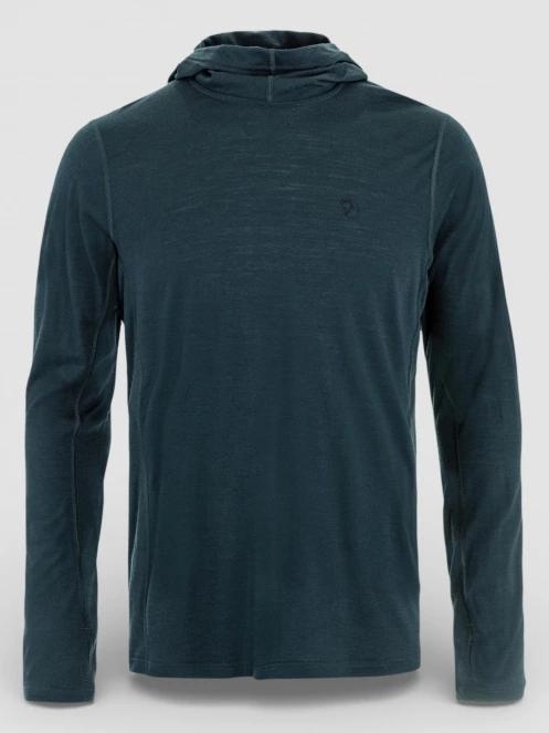 Fjallraven Abisko Wool Hoodie M férfi hosszú ujjú sport póló sötétkék színben 2