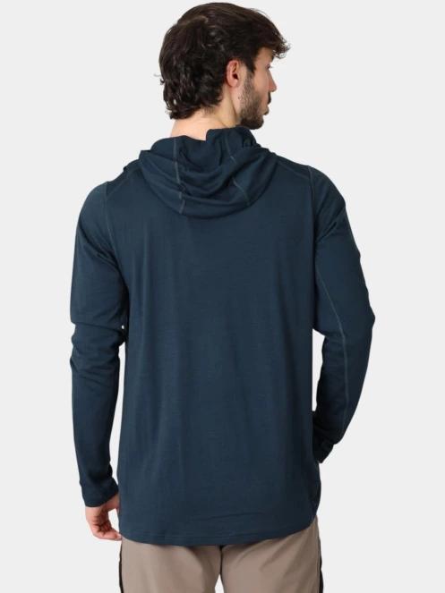 Fjallraven Abisko Wool Hoodie M férfi hosszú ujjú sport póló sötétkék színben 4