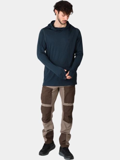 Fjallraven Abisko Wool Hoodie M férfi hosszú ujjú sport póló sötétkék színben 5