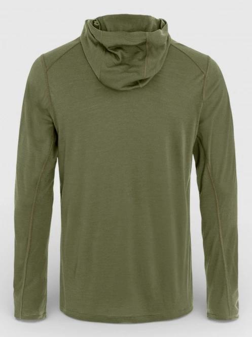 Fjallraven Abisko Wool Hoodie M férfi hosszú ujjú sport póló oliva színben 10