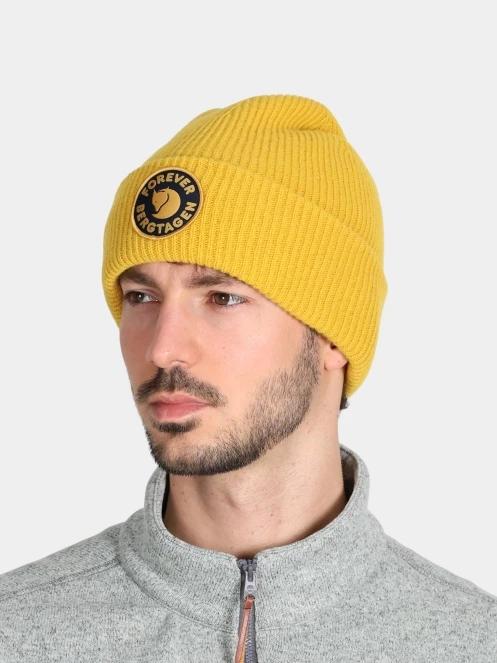 Fjallraven Bergtagen Forever Wool Beanie kötött sapka sárga színben 5