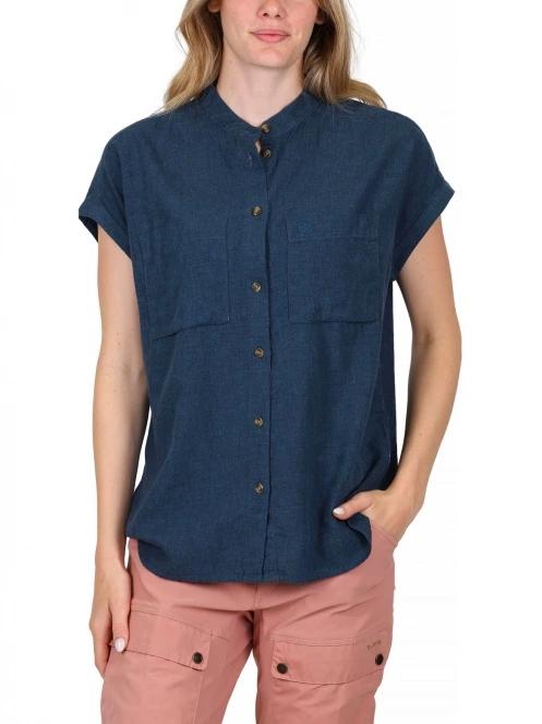 Fjallraven Övik Hemp Shirt SS W női rövid ujjú ing sötétkék színben 2