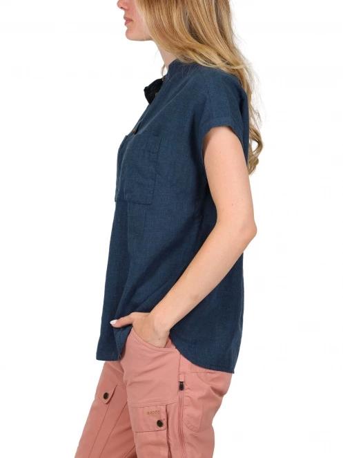 Fjallraven Övik Hemp Shirt SS W női rövid ujjú ing sötétkék színben 3