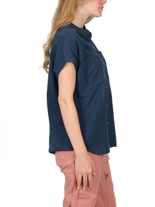 Fjallraven Övik Hemp Shirt SS W női rövid ujjú ing sötétkék színben 5