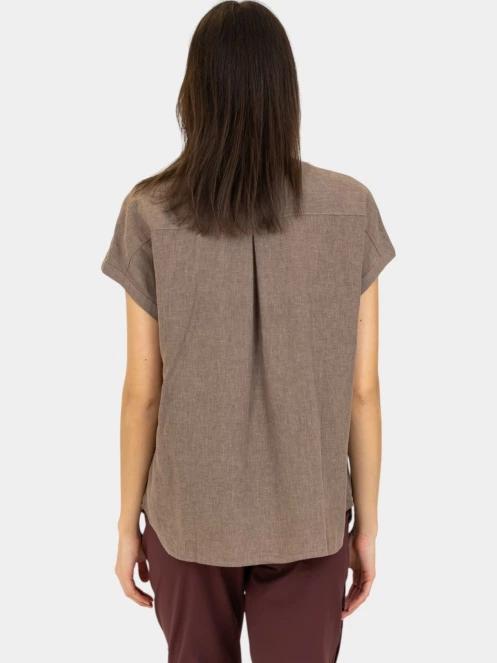 Fjallraven Övik Hemp Shirt SS W női rövid ujjú ing barna színben 4