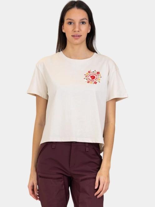 Fjallraven Fjällblomster Logo T-shirt W női rövid ujjú póló fehér színben 2