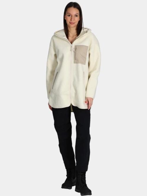 Fjallraven Vardag Pile Fleece Long W női kapucnis pulóver homok színben 5