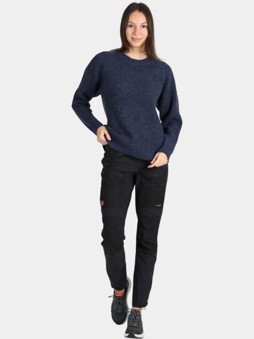 Fjallraven Övik Waffle Knit W női kötött pulóver sötétkék színben 5