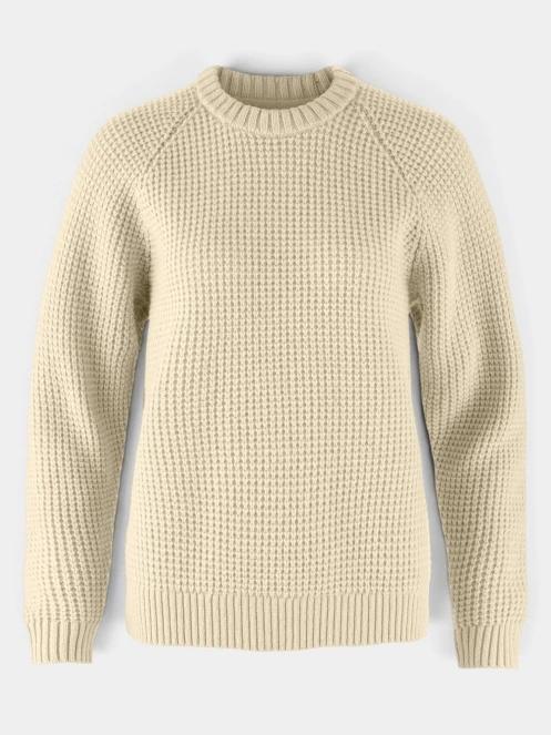 Fjallraven Övik Waffle Knit W női kötött pulóver homok színben 7