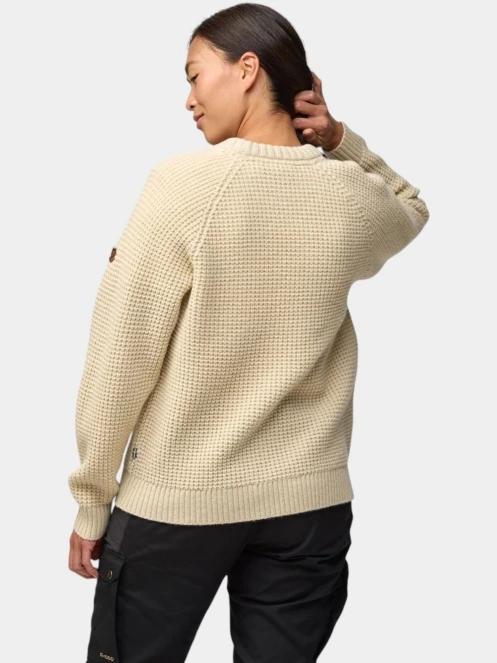 Fjallraven Övik Waffle Knit W női kötött pulóver homok színben 4