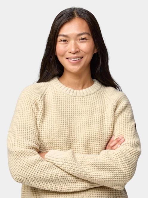 Fjallraven Övik Waffle Knit W női kötött pulóver homok színben 5