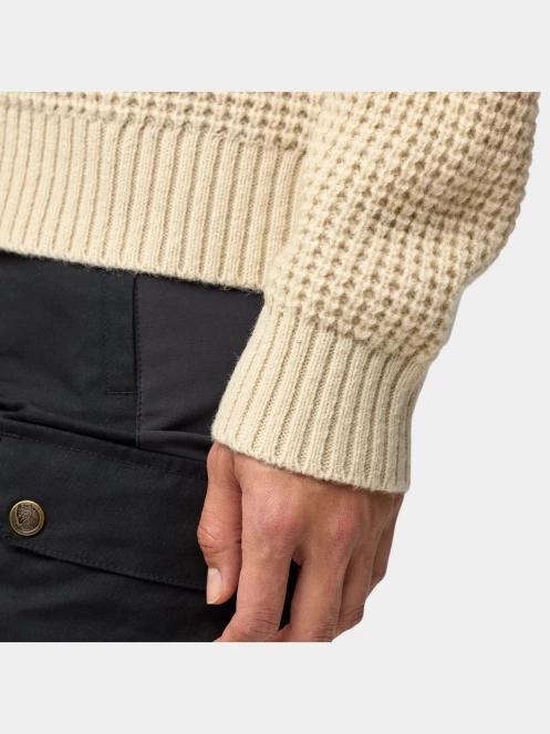 Fjallraven Övik Waffle Knit W női kötött pulóver homok színben 6