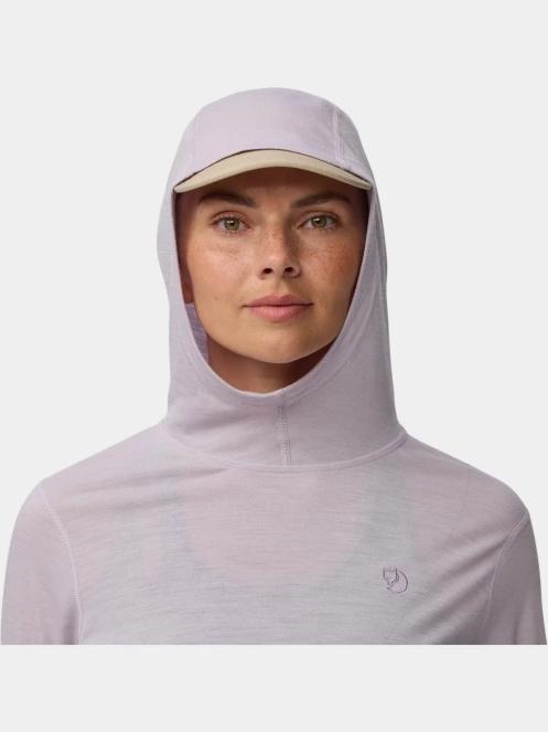Fjallraven Abisko Wool Hoodie W női hosszú ujjú sport póló lila színben 5