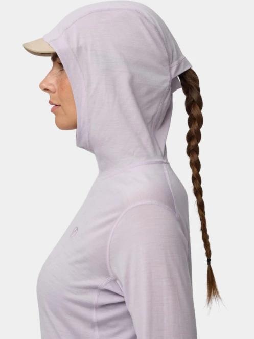 Fjallraven Abisko Wool Hoodie W női hosszú ujjú sport póló lila színben 6