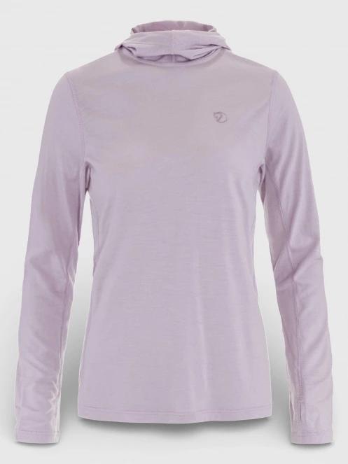 Fjallraven Abisko Wool Hoodie W női hosszú ujjú sport póló lila színben 9