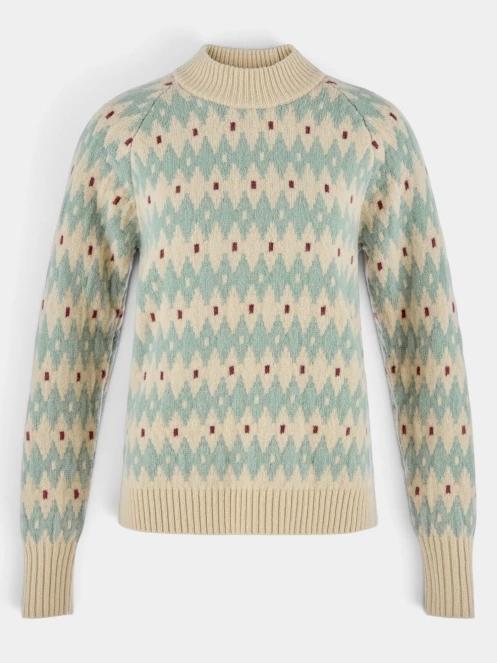Fjallraven Övik Jacquard Knit W női kötött pulóver homok színben 2