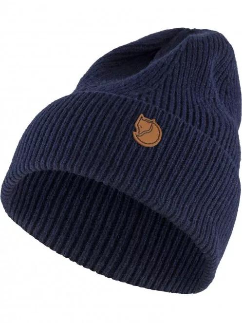 Fjallraven Directional Rib Beanie kötött sapka sötétkék színben 2