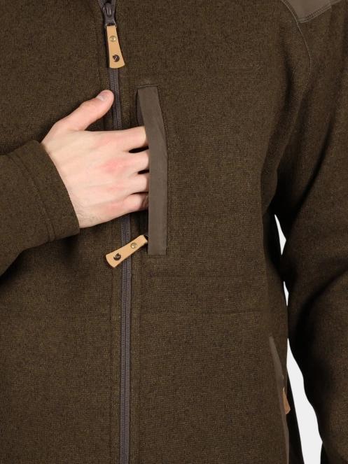 Fjallraven Buck Fleece M férfi polár pulóver oliva színben 6