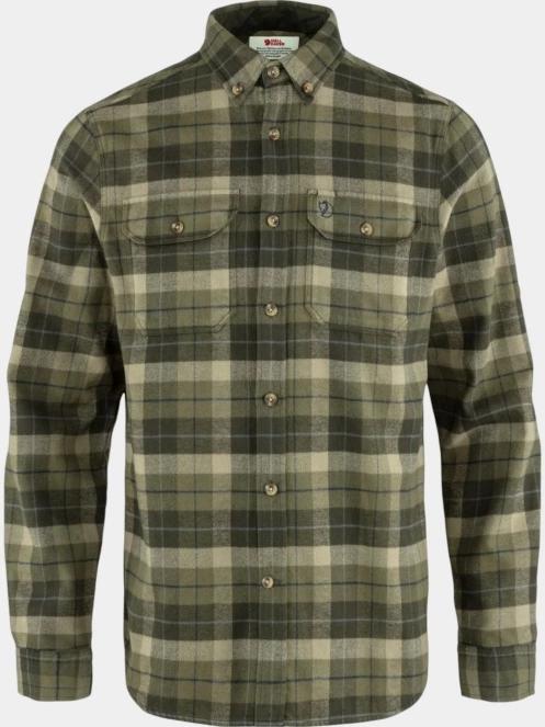 Fjallraven Singi Heavy Flannel Shirt M férfi hosszú ujjú túraing zöld színben 8