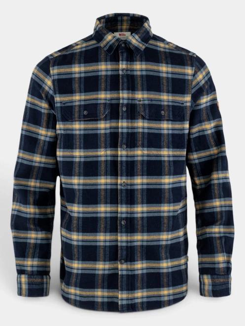 Fjallraven Övik Heavy Flannel Shirt M férfi hosszú ujjú ing sötétkék színben 10