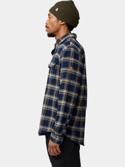 Fjallraven Övik Heavy Flannel Shirt M férfi hosszú ujjú ing sötétkék színben 3