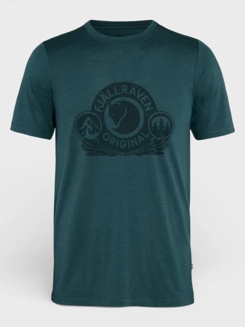 Fjallraven Abisko Wool Classic SS M férfi rövid ujjú sport póló sötétkék színben 2