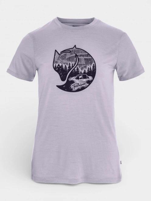 Fjallraven Abisko Wool Fox SS W női rövid ujjú sport póló lila színben 2