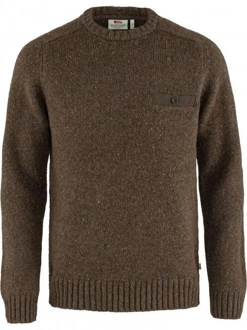 Fjallraven Lada Round-neck Sweater M férfi kötött pulóver barna színben 2