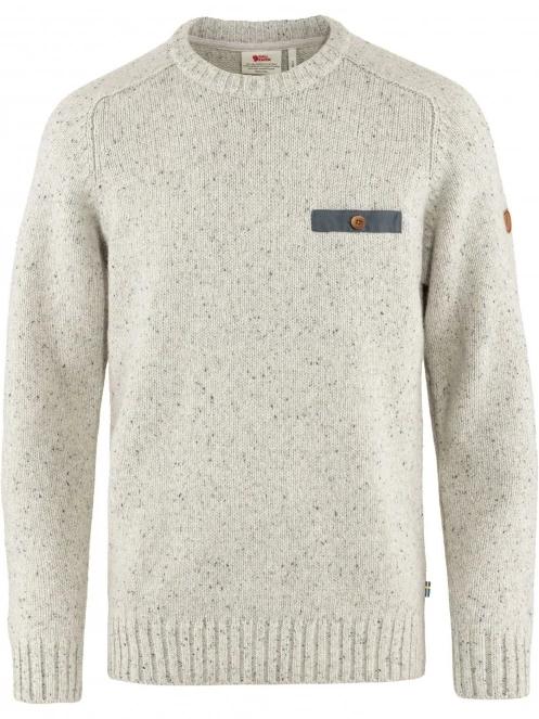 Fjallraven Lada Round-neck Sweater M férfi kötött pulóver fehér színben 2