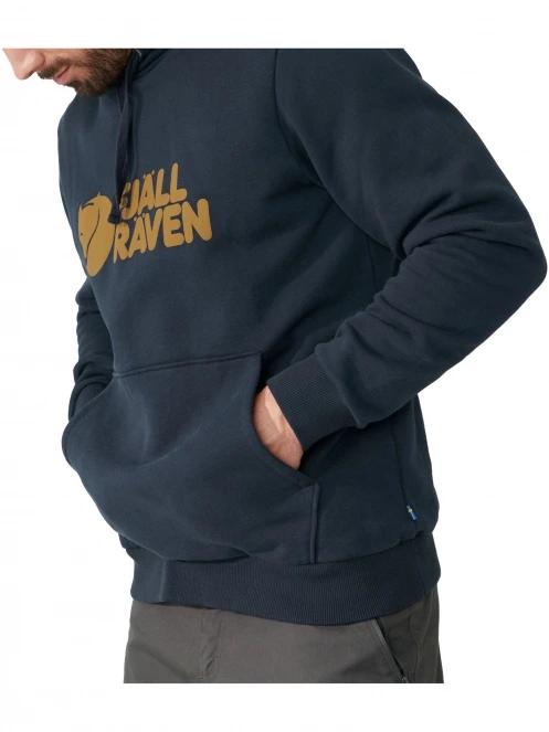 Fjallraven Fjällräven Logo Hoodie M férfi kapucnis pulóver sötétkék színben 3