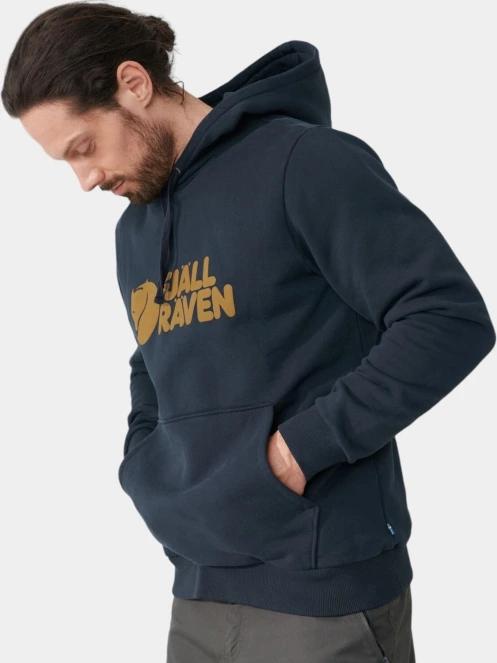 Fjallraven Fjällräven Logo Hoodie M férfi kapucnis pulóver sötétkék színben 3